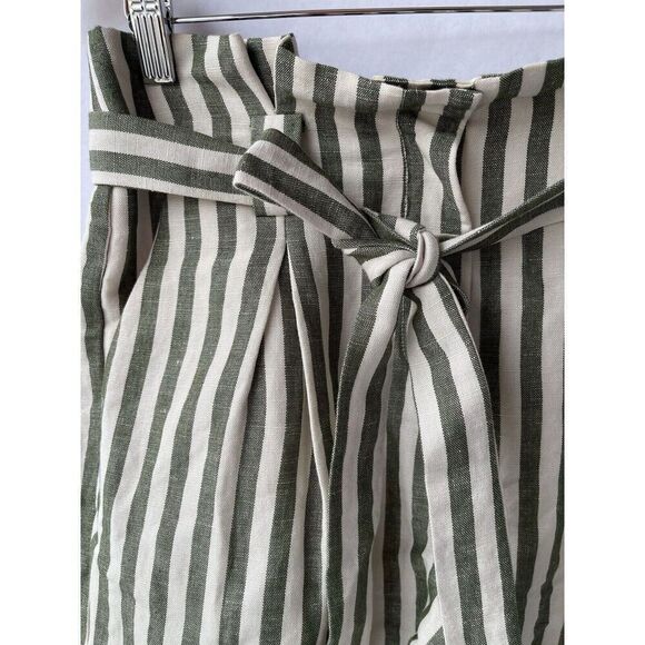 L’Agence Alex Striped High Waisted Linen Blend Paper Bag Shorts Size 4 - Picture 2 of 9